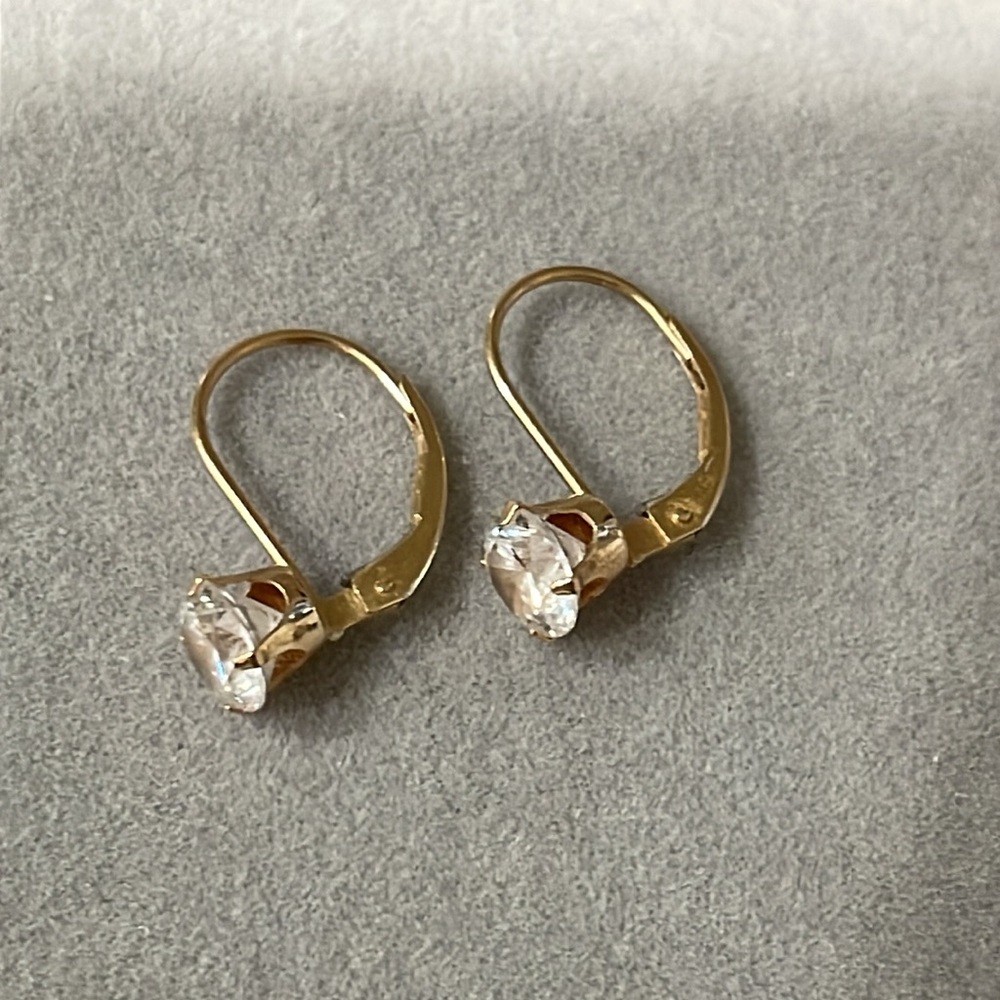 14K Yellow Gold & Cubic Zirconia Lever Back Dangle Earrings